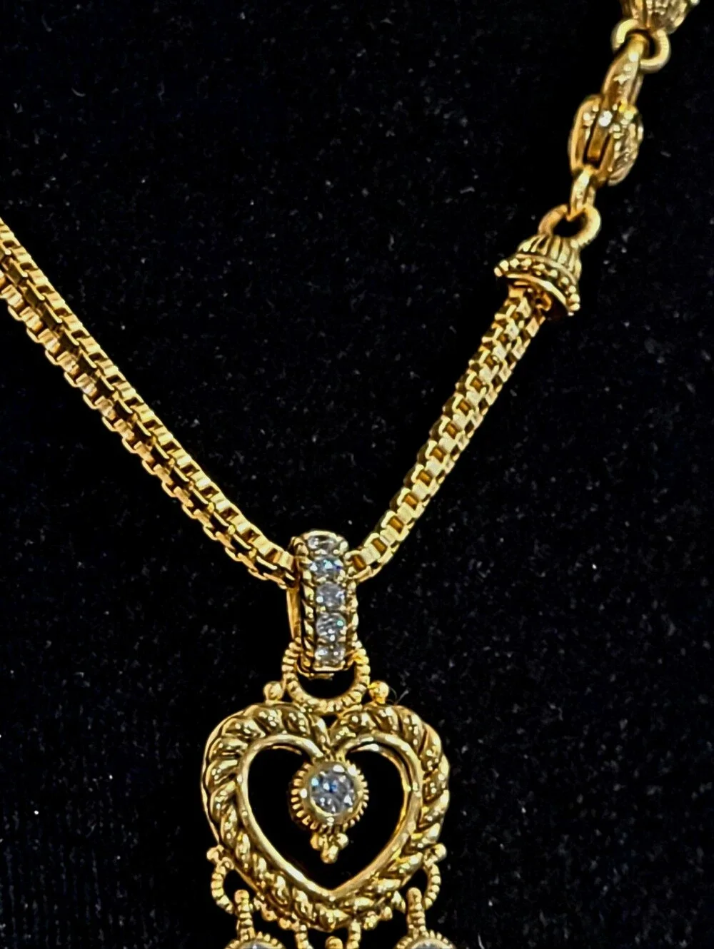 Judith Ripka,Rare Find Signature Textured Gold-tone Heart-Diamonique Necklace 18 - Picture 6 of 17